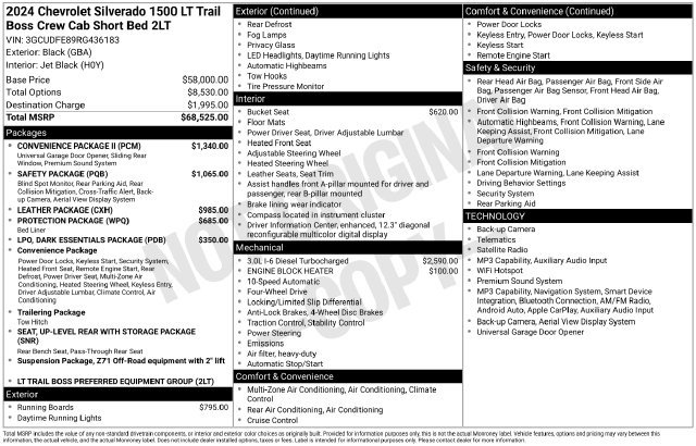 Used 2024 Chevrolet Silverado 1500 LT Trail Boss w/ Convenience Package II AWD/4WD image 2