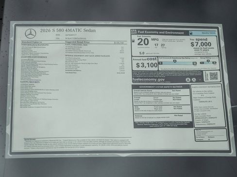 New 2026 Mercedes-Benz S 580 4MATIC Sedan image 24