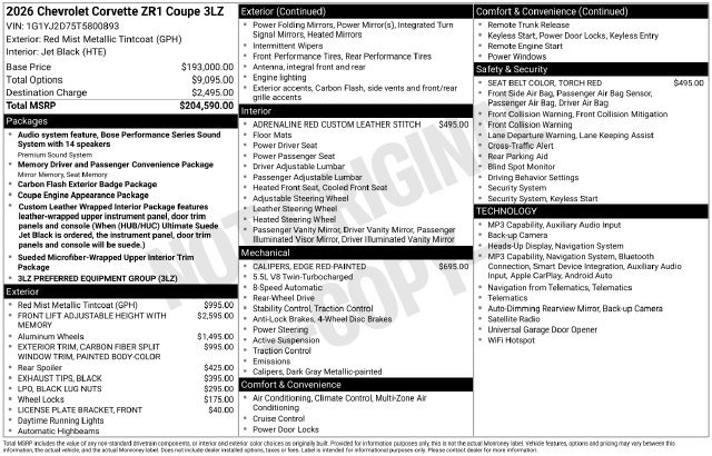 Used 2026 Chevrolet Corvette ZR1 RWD image 10
