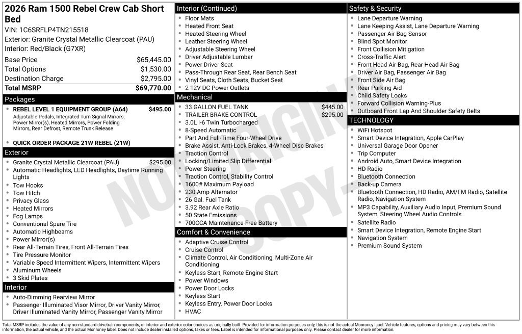 Used 2026 RAM 1500 Rebel w/ Rebel Level 1 Equipment Group AWD/4WD image 2