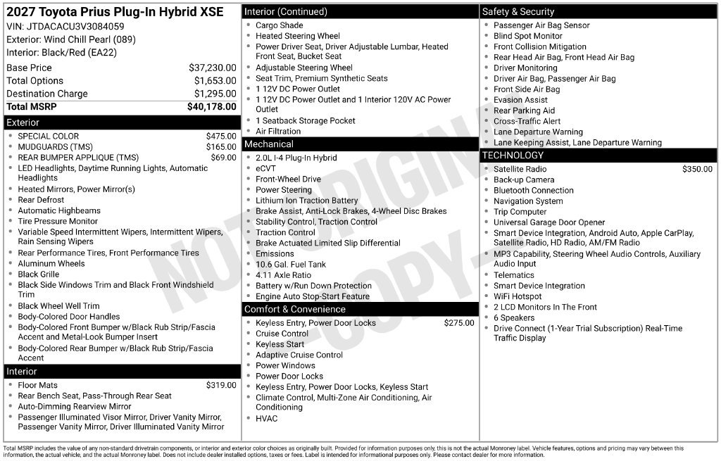 New 2027 Toyota Prius Plug-In Hybrid FWD image 37