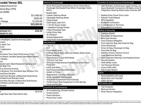 Certified 2023 Hyundai Venue SEL w/ Cargo Package FWD image 21