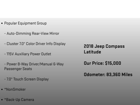 Used 2018 Jeep Compass Latitude w/ Popular Equipment Group image 12