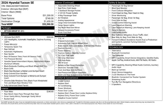 New 2026 Hyundai Tucson SE AWD/4WD image 42