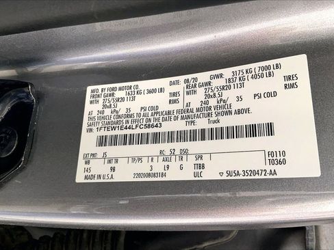 Used 2020 Ford F150 Platinum w/ Equipment Group 701A Luxury image 8