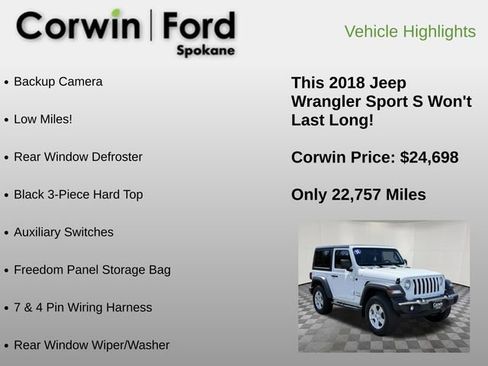 Used 2018 Jeep Wrangler Sport AWD/4WD image 6