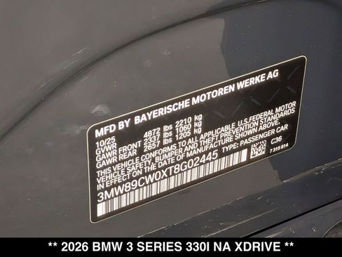 Certified 2026 BMW 330i xDrive Sedan w/ Premium Package AWD/4WD image 32