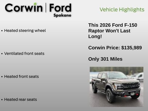 Used 2026 Ford F150 Raptor w/ Equipment Group 803A Raptor R AWD/4WD image 13