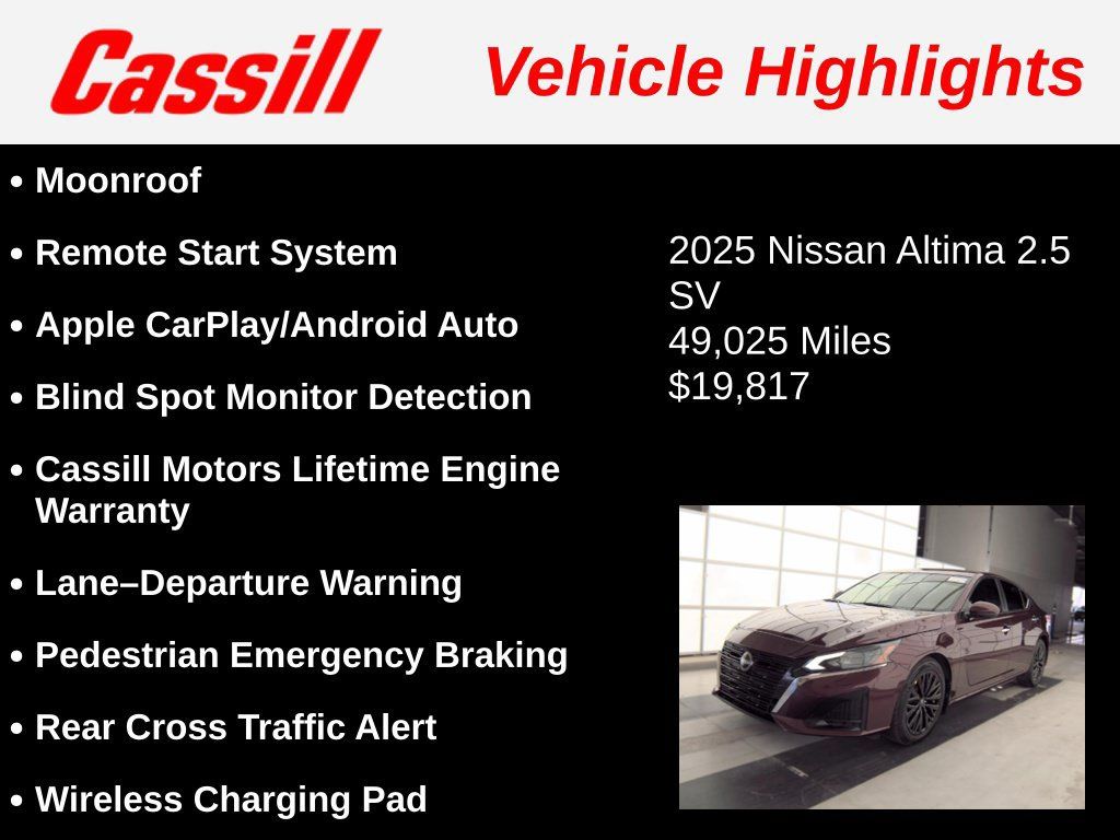 Used 2025 Nissan Altima 2.5 SV w/ SV Special Edition Package FWD image 3