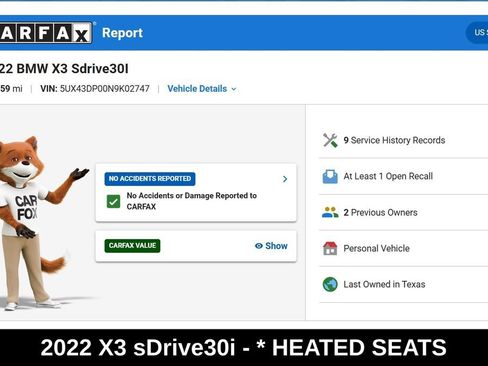 Used 2022 BMW X3 sDrive30i w/ Premium Package 2 RWD image 9