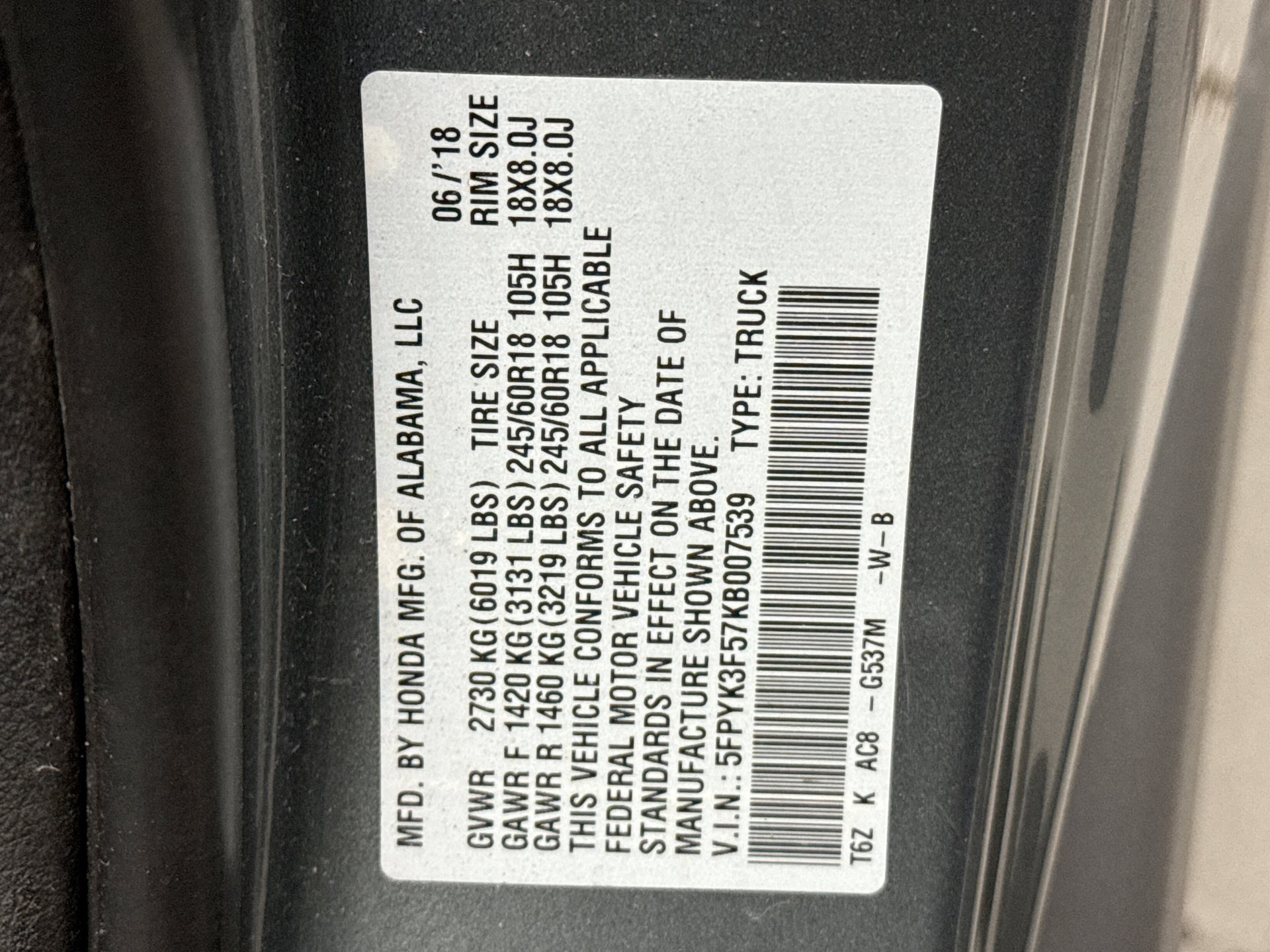 Used 2019 Honda Ridgeline RTL image 11