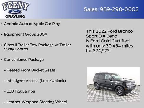 Certified 2022 Ford Bronco Sport Big Bend w/ Convenience Package image 9