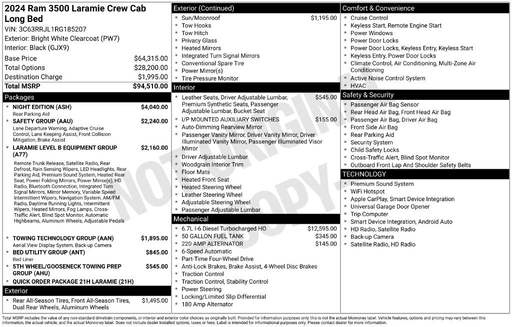 Used 2024 RAM 3500 Laramie w/ Night Edition AWD/4WD image 4