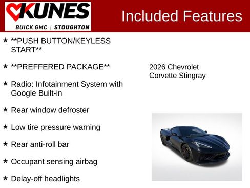 Used 2026 Chevrolet Corvette Stingray Coupe w/ Z51 Performance Package RWD image 3