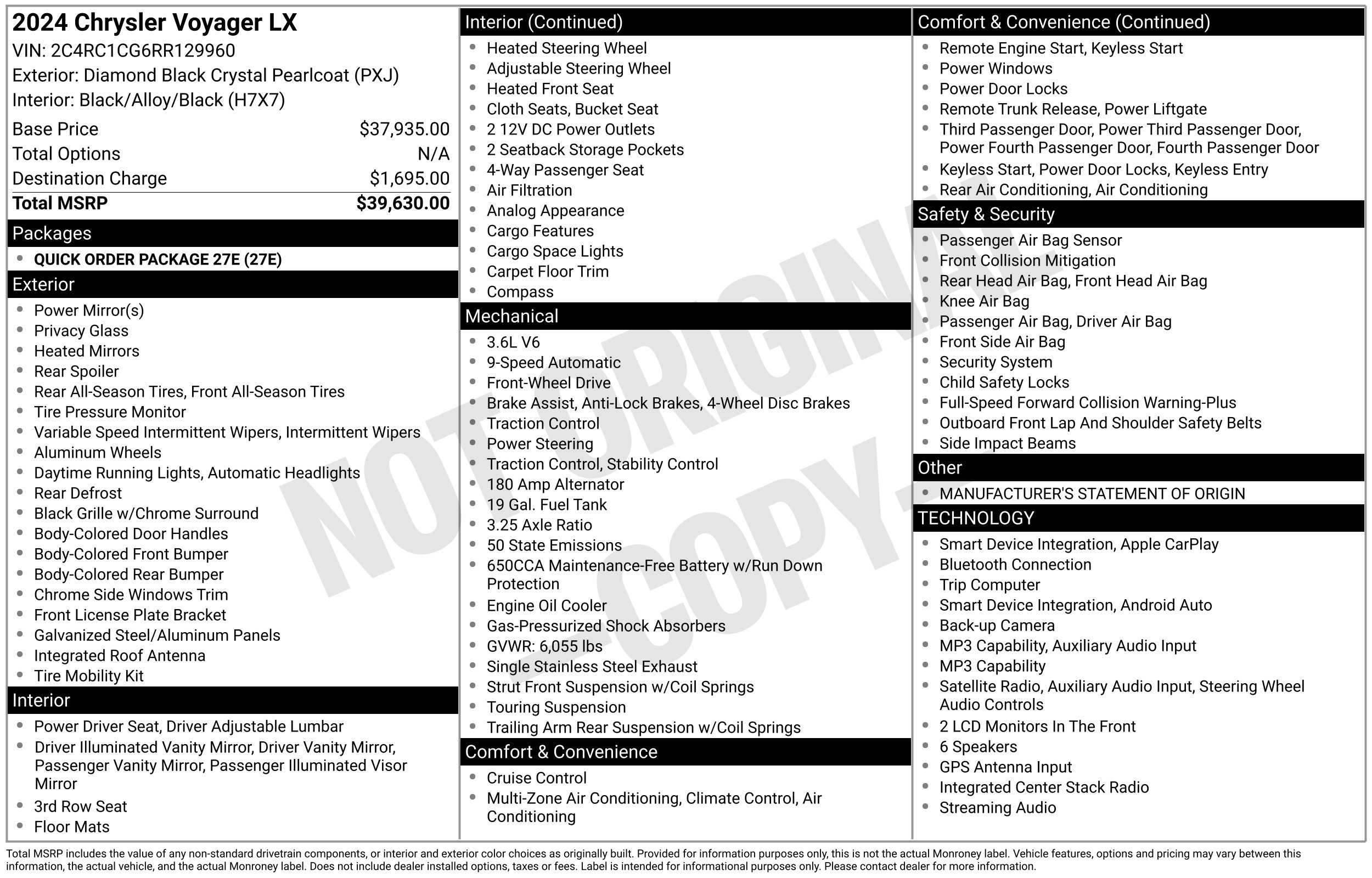 Used 2024 Chrysler Voyager LX FWD image 2