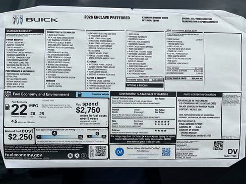 New 2026 Buick Enclave Preferred w/ Power Package FWD image 21