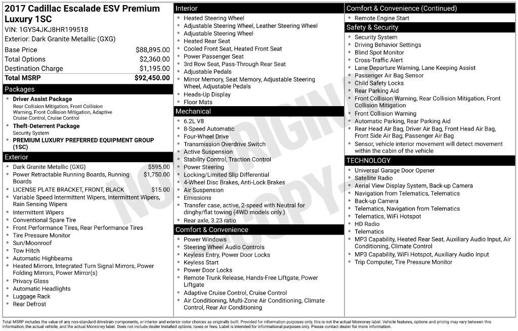 Used 2017 Cadillac Escalade ESV Premium Luxury AWD/4WD image 46