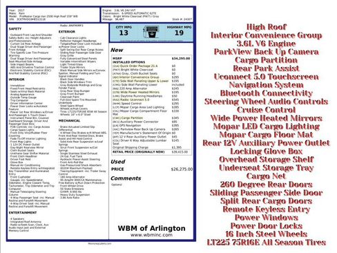 Used 2017 RAM ProMaster 2500 w/ Interior Convenience Group image 2