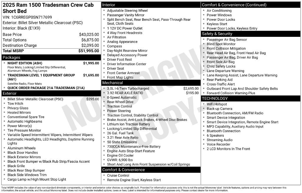 Used 2025 RAM 1500 Tradesman w/ Night Edition RWD image 15