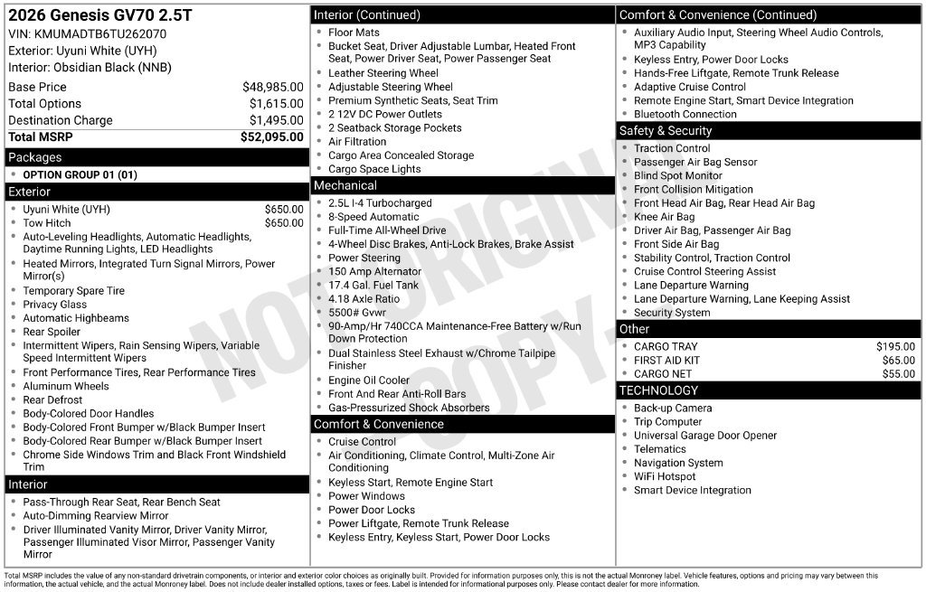 Certified 2026 Genesis GV70 2.5T AWD/4WD image 19