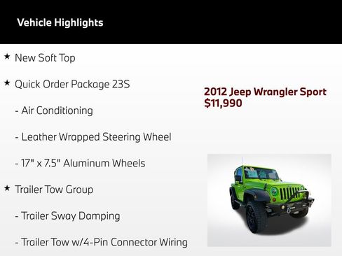 Used 2012 Jeep Wrangler Sport AWD/4WD image 4