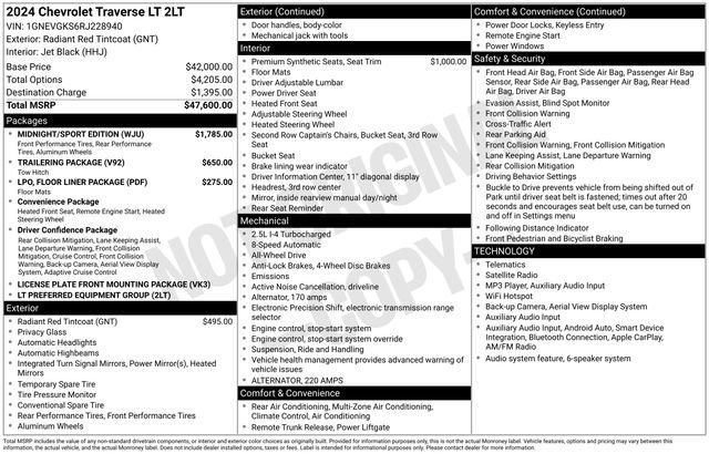Used 2024 Chevrolet Traverse LT w/ Midnight/Sport Edition AWD/4WD image 28