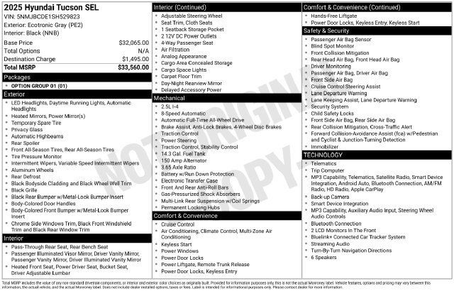 Used 2025 Hyundai Tucson SEL AWD/4WD image 35