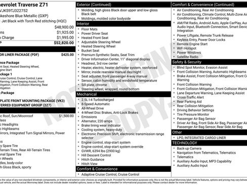 New 2026 Chevrolet Traverse Z71 w/ LPO, Floor Liner Package AWD/4WD image 28