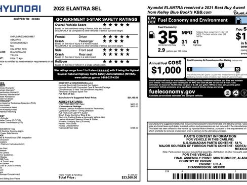 Used 2022 Hyundai Elantra SEL w/ Convenience Package FWD image 5
