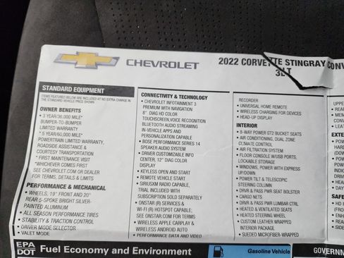 Used 2022 Chevrolet Corvette Stingray Premium Conv w/ Z51 Performance Package image 38