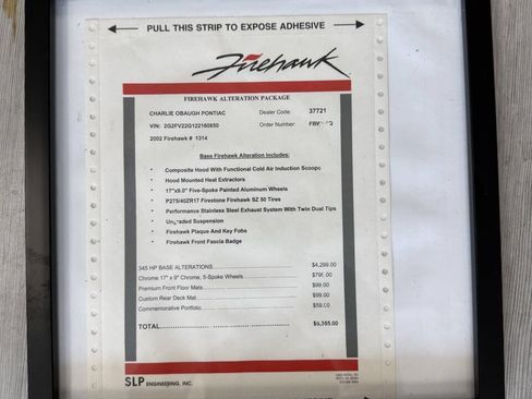 Used 2002 Pontiac Firebird Trans Am w/ SLP Firehawk Pkg RWD image 15