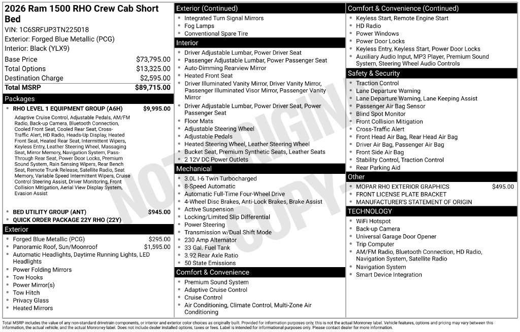 New 2026 RAM 1500 RHO w/ RHO Level 1 Equipment Group AWD/4WD image 2