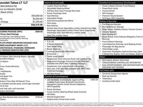 Used 2019 Chevrolet Tahoe LT w/ Max Trailering Package image 6