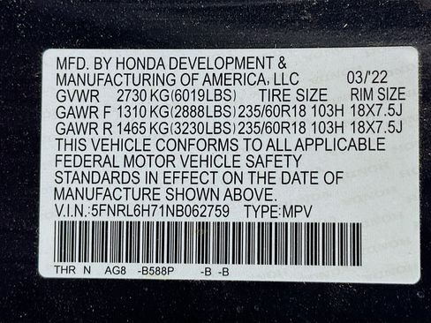Used 2022 Honda Odyssey EX-L image 12