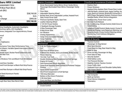 Used 2022 Subaru WRX Limited image 38