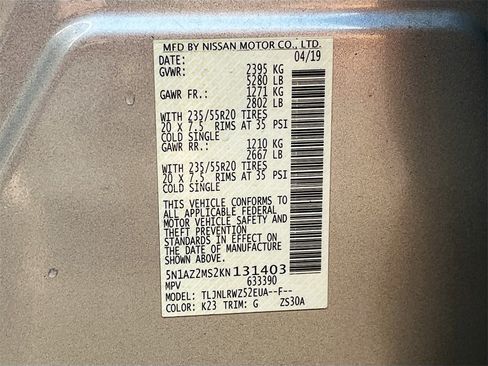 Used 2019 Nissan Murano SL w/ SL Technology Package image 33