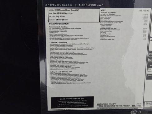 New 2025 Land Rover Range Rover Sport SE image 17
