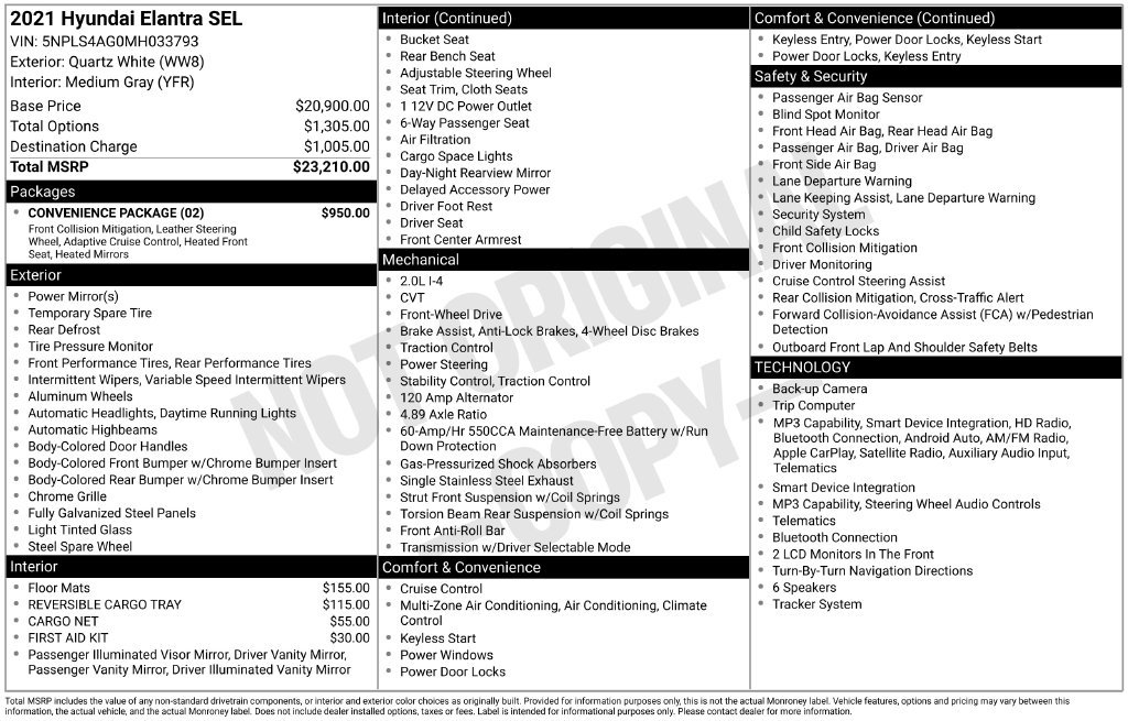 Used 2021 Hyundai Elantra SEL w/ Convenience Package FWD image 17