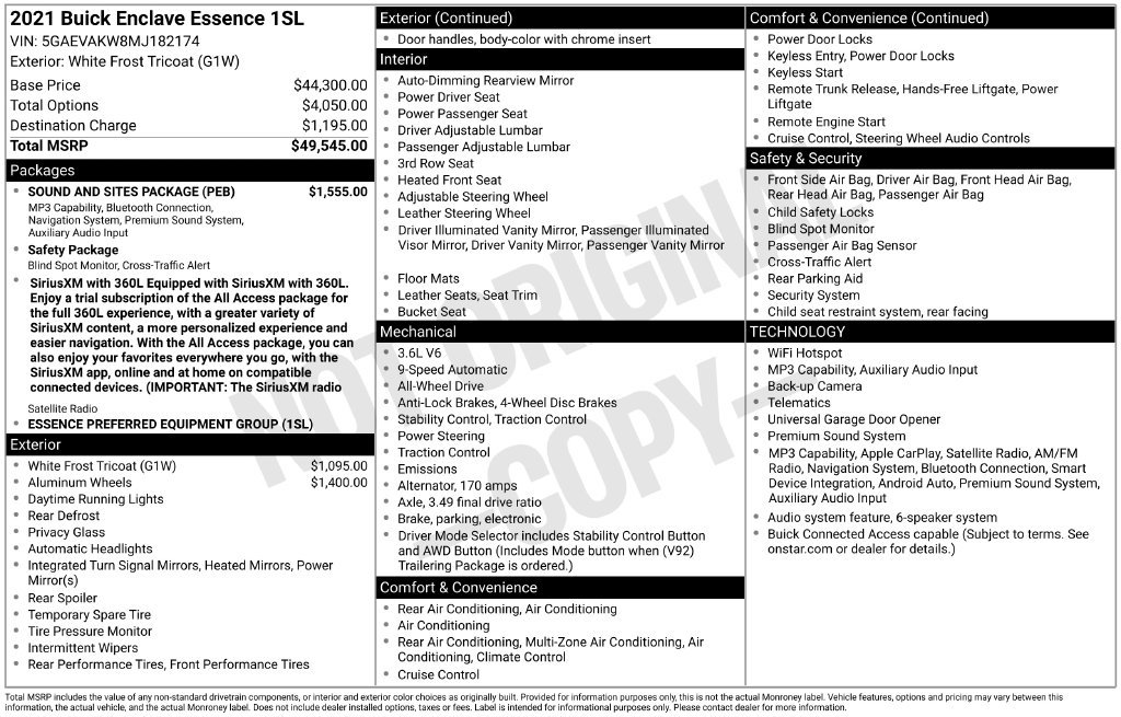 Used 2021 Buick Enclave Essence w/ Sound and Sites Package AWD/4WD image 6