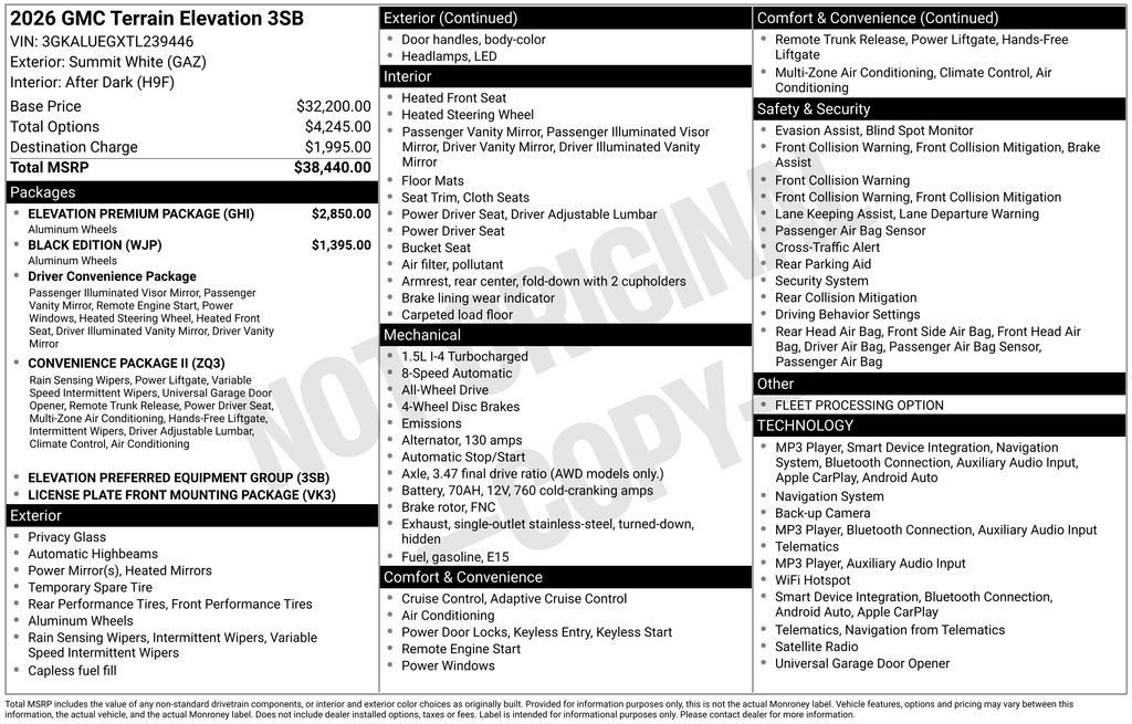 Used 2026 GMC Terrain Elevation w/ Elevation Premium Package AWD/4WD image 2