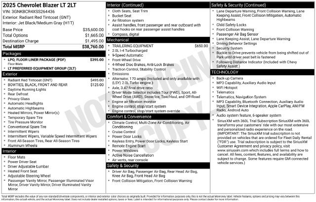 Used 2025 Chevrolet Blazer LT w/ LPO, Floor Liner Package FWD image 2