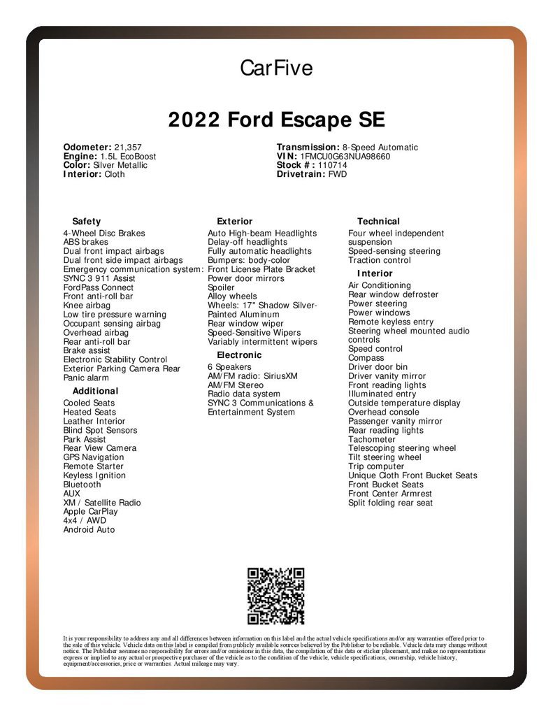 Used 2022 Ford Escape SE FWD image 30
