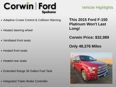 Used 2015 Ford F150 Platinum w/ Equipment Group 701A Luxury AWD/4WD image 18