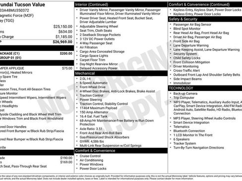 Used 2021 Hyundai Tucson Value w/ Cargo Package FWD image 10