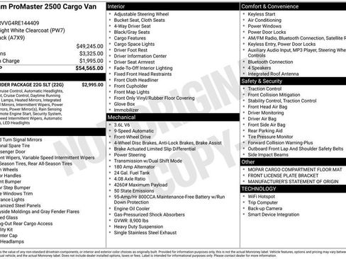 New 2024 RAM ProMaster 2500 w/ Quick Order Package 22G SLT image 4