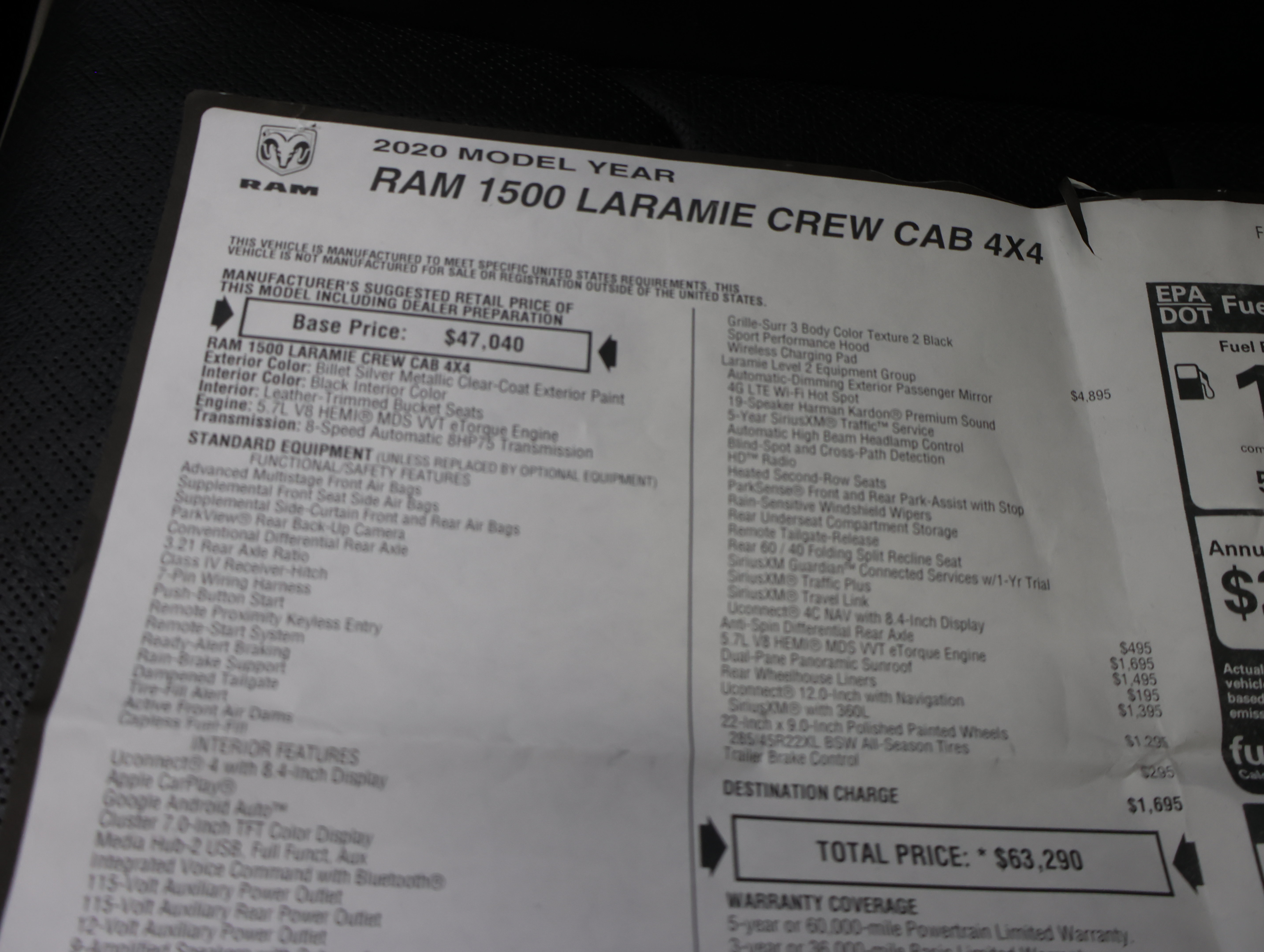 Used 2020 RAM 1500 Laramie AWD/4WD image 58