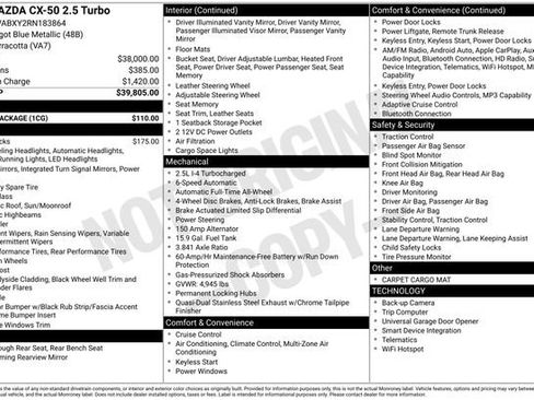 Used 2024 MAZDA CX-50 AWD 2.5 Turbo w/ Cargo Package image 35