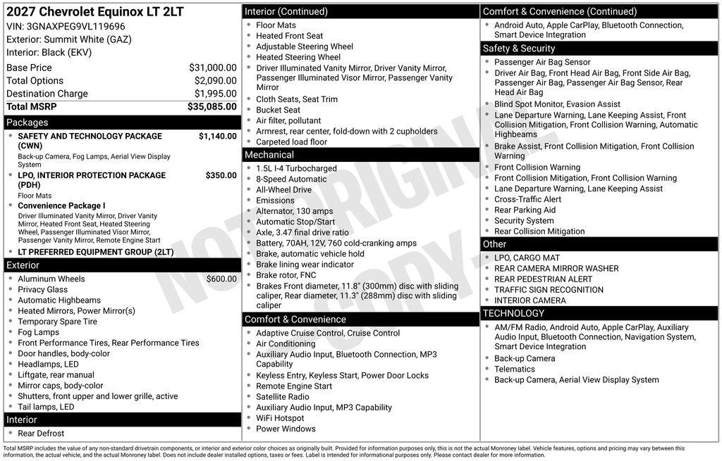 New 2027 Chevrolet Equinox LT w/ Safety and Technology Package AWD/4WD image 35