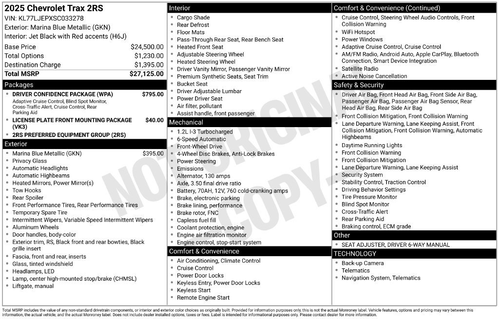 Used 2025 Chevrolet Trax RS w/ Driver Confidence Package FWD image 8