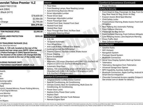 New 2026 Chevrolet Tahoe Premier w/ Sun And Tow Package AWD/4WD image 2